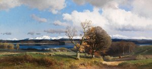 Blick auf den Simssee im Fruhling by Josef Wenglein Oil Painting