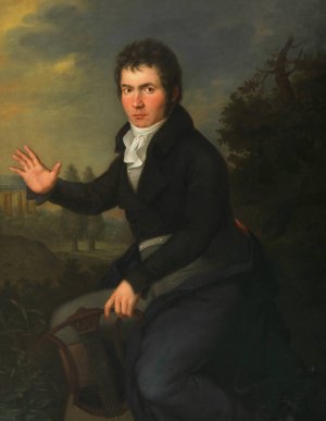 Ludwig van Beethoven by Josef Willibrord Mahler Oil Painting
