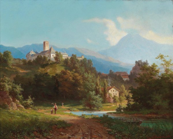 Main Product Photo of Ansicht einer Burg  Painting by Josef Willroider