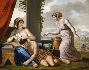 Samson und Delila by Josef Worlicek Oil Painting