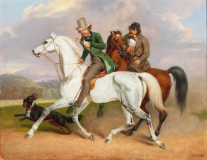 Riding Out with Dog by Josef Ziegler Oil Painting