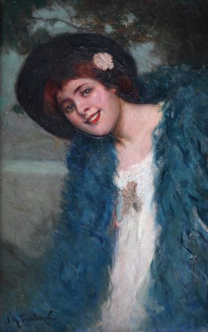 Parisian Woman by Josep Maria Tamburini I Dalmau Oil Painting