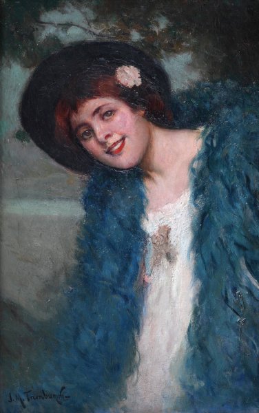 Main Product Photo of Parisian Woman  Painting by Josep Maria Tamburini I Dalmau