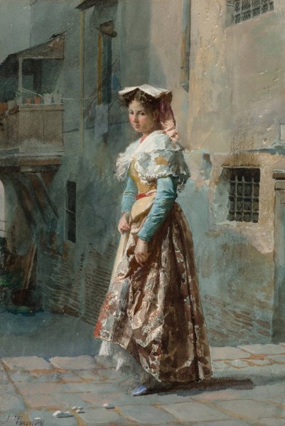 A young woman in her finery by Josep Tapiro Baro - Hand-Painted Oil Painting Reproduction