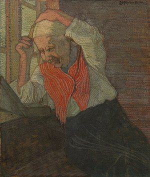 Woman Combing her Hair by Joseph Alanen Oil Painting