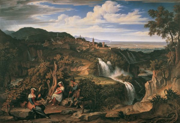 Die Wasserfalle von Tivoli bei Rom  by Joseph Anton Koch - Hand-Painted Oil Painting Reproduction