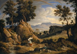 Landscape near Olevano with Rainbow by Joseph Anton Koch Oil Painting