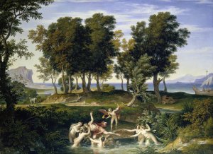 Landscape with the Rape of Hylas by Joseph Anton Koch Oil Painting