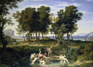 Landscape with the Rape of Hylas by Joseph Anton Koch Oil Painting