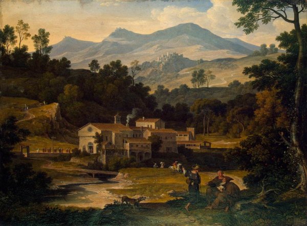 Main Product Photo of Monastery of San Francesco di Civitella in the Sabine Mountains Painting by Joseph Anton Koch
