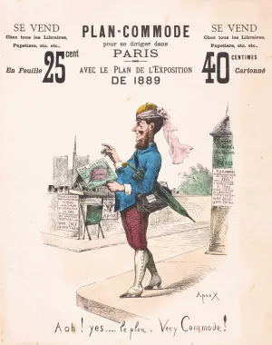 Reclamebiljet voor een plattegrond van Parijs by Joseph Apoux Oil Painting
