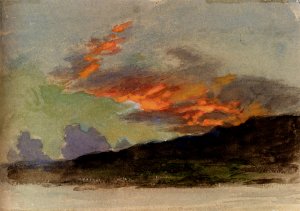 A Sunset Over Coniston by Joseph Arthur Palliser Severn Oil Painting