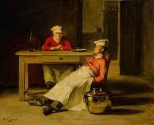 Les petits cuisiniers by Joseph Bail Oil Painting