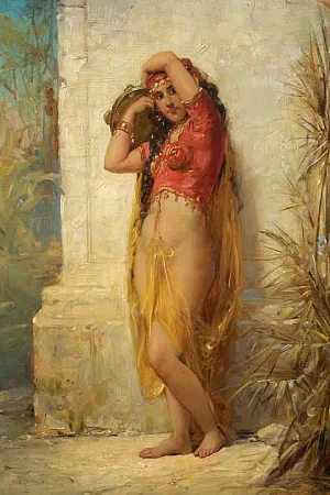 Harem Girl with Tambourine by Joseph Bernard - Oil Painting Reproduction