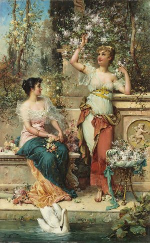 Two Ladies in a Park by Joseph Bernard Oil Painting