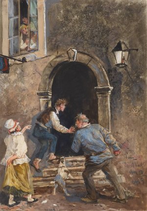 Mord! by Joseph Berres Edler Von Perez Oil Painting