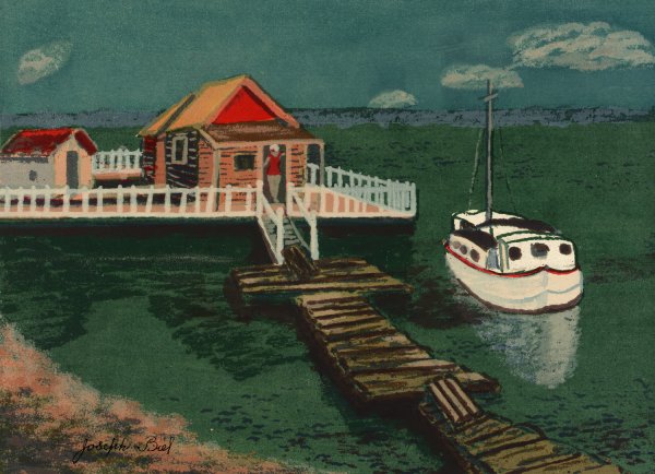 Boathouse by Joseph Biel - Hand-Painted Oil Painting Reproduction