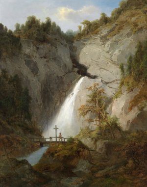 Der Wasserfall beim Toten Weib zwischen Murzsteg und Frein by Joseph Brunner Oil Painting