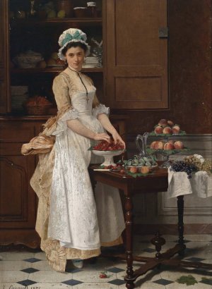 Das Kirschenmadchen by Joseph Caraud Oil Painting