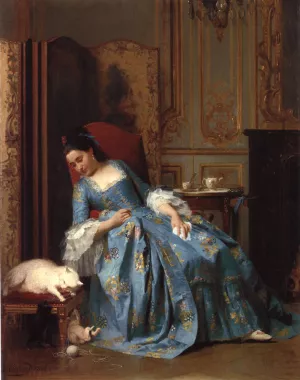 Idle Hours by Joseph Caraud Oil Painting