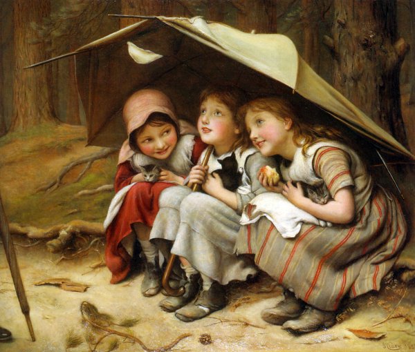 Main Product Photo of Three Little Kittens Painting by Joseph Clark