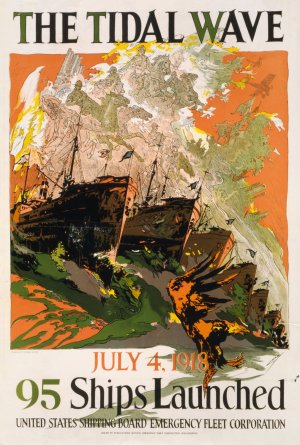 The tidal wave by Joseph Clement Coll Oil Painting