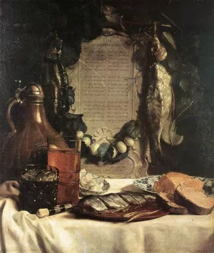 Still-Life in Praise of the Pickled Herring by Joseph De Bray Oil Painting