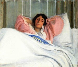 Portrait of the Artist's Wive Edity by Joseph Decamp Oil Painting