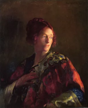 Red and Gold also known as Portrait of Miss Pearson by Joseph Decamp - Oil Painting Reproduction