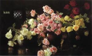 Roses by Joseph Decamp Oil Painting