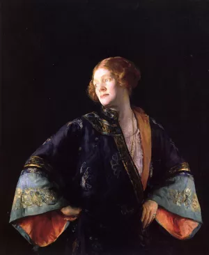 The Blue Mandarin Coat also known as The Blue Kimono by Joseph Decamp - Oil Painting Reproduction