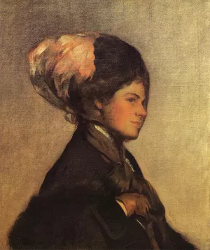 The Pink Feather by Joseph Decamp Oil Painting