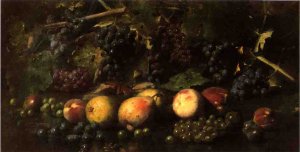 Still Life with Grapes and Pears by Joseph Decker Oil Painting