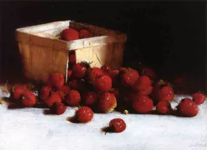 Still Life with Strawberries and Ostrich Egg Cup painting by Joseph Decker