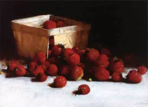 Still Life with Strawberries and Ostrich Egg Cup by Joseph Decker Oil Painting