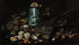 Still Life with Tin Can and Nuts by Joseph Decker Oil Painting