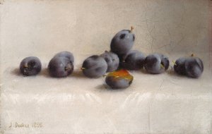 Twelve Plums by Joseph Decker Oil Painting