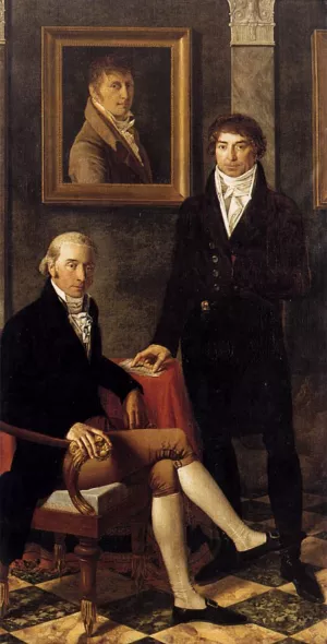 Portrait of Francois Wynckelman, Francois van der Donckt and Joseph Odevaere by Joseph-Denis Odevaere - Oil Painting Reproduction
