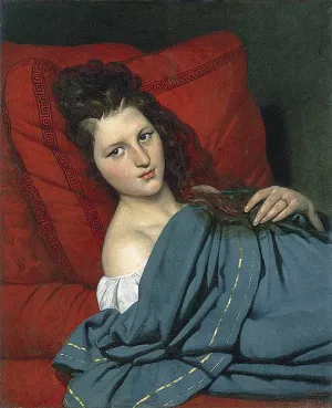 Half-length Woman Lying on a Couch by Joseph-Desire Court - Oil Painting Reproduction