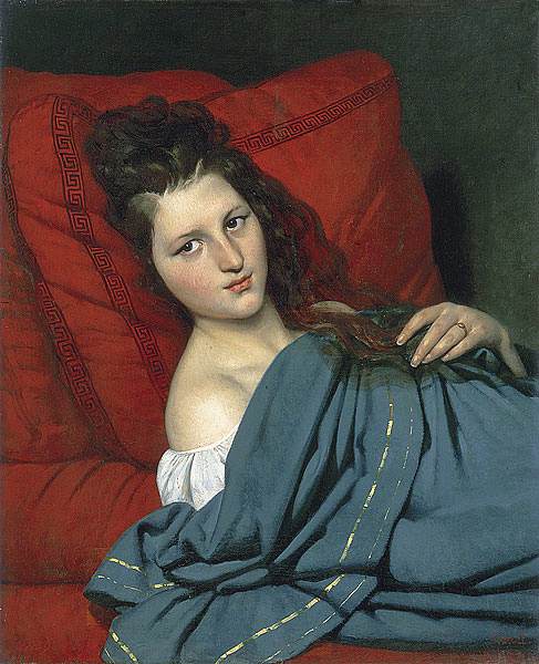 Main Product Photo of Half-length Woman Lying on a Couch Painting by Joseph-Desire Court