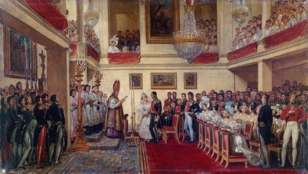 Le mariage du roi Leopold I avec la princesse d'Orleans  by Joseph-Desire Court - Hand-Painted Oil Painting Reproduction