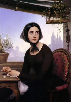 Rigolette Seeks To Distract Herself During The Absence Of Germain by Joseph-Desire Court Oil Painting