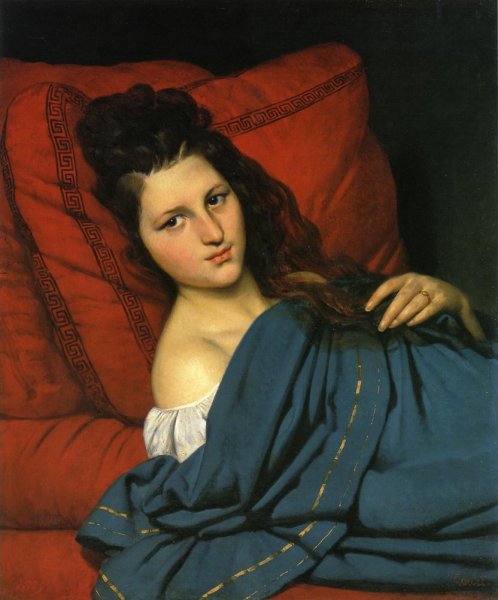 Main Product Photo of Woman Reclining on a Divan Painting by Joseph-Desire Court