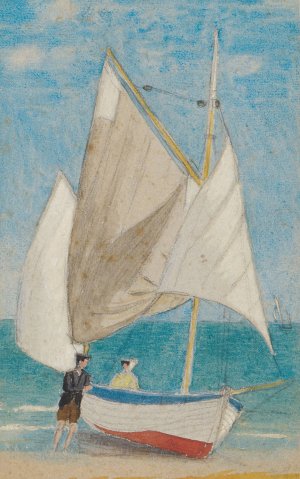 A Fishing Boat by Joseph Edward Southall Oil Painting