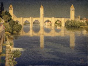 Pont Valentre, Cahors, France by Joseph Edward Southall Oil Painting