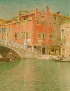 Ponte Cannareggio, Venice, Italy by Joseph Edward Southall Oil Painting