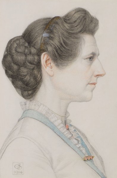 Portrait of a lady in profile  by Joseph Edward Southall - Hand-Painted Oil Painting Reproduction