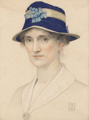 Portrait of Anna Elizabeth Southall, nee Baker by Joseph Edward Southall Oil Painting