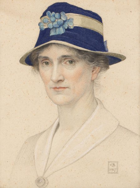 Portrait of Anna Elizabeth Southall, nee Baker  by Joseph Edward Southall - Hand-Painted Oil Painting Reproduction