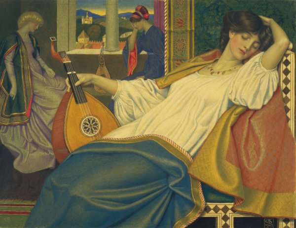 The Sleeping Beauty  by Joseph Edward Southall - Hand-Painted Oil Painting Reproduction